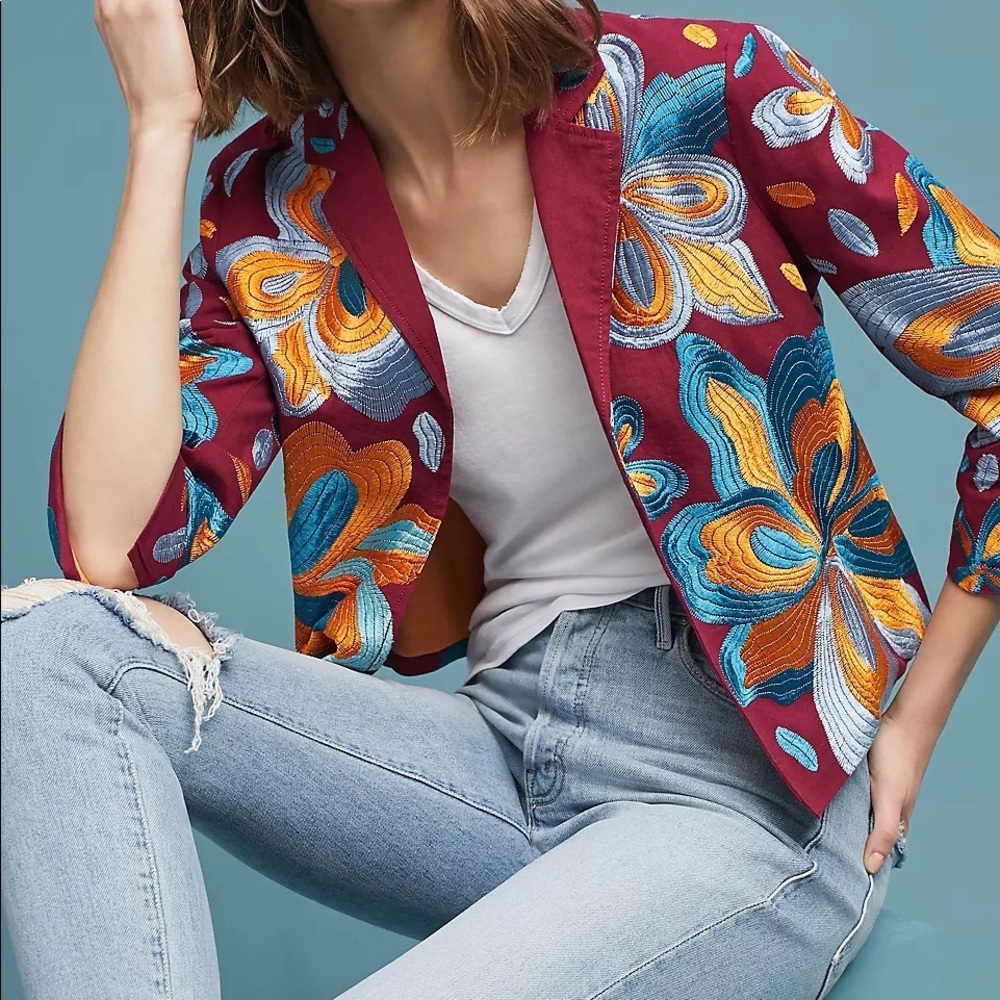 Anthropologie Funky Floral Blazer